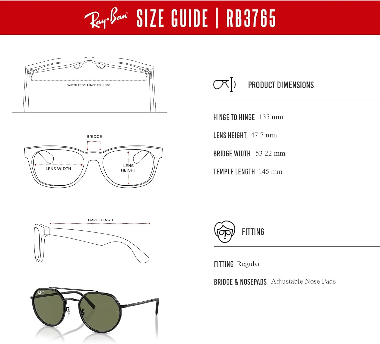 Ray-Ban RB3765 Rounded Hexagonal Sunglasses for Men for Women   BUNDLE With Designer iWear Complimentary Eyewear Kit