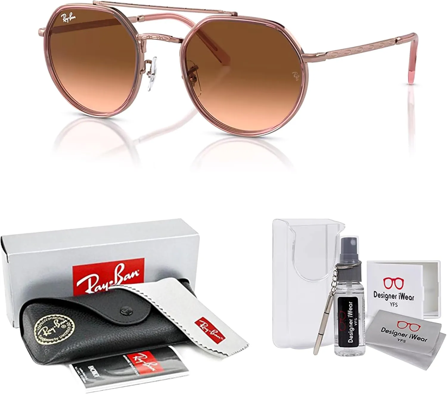 Ray-Ban RB3765 Rounded Hexagonal Sunglasses for Men for Women   BUNDLE With Designer iWear Complimentary Eyewear Kit