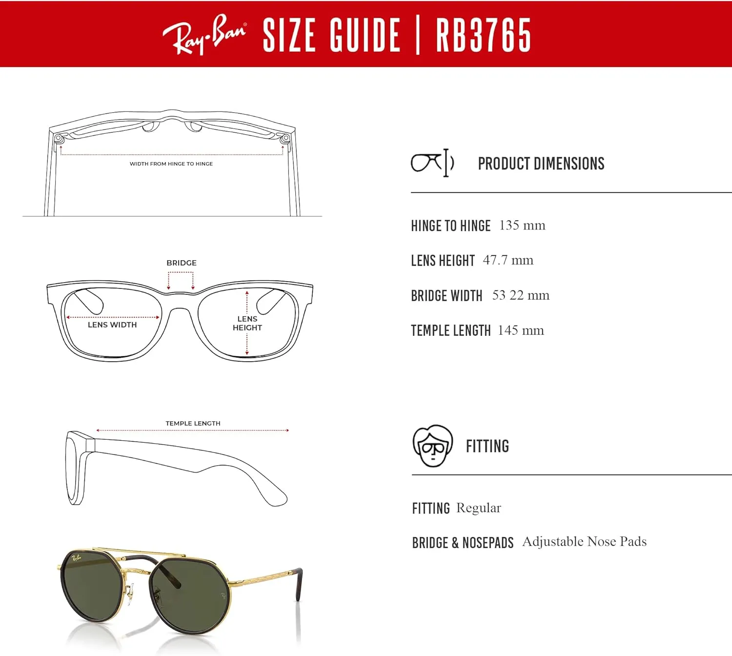 Ray-Ban RB3765 Rounded Hexagonal Sunglasses for Men for Women   BUNDLE With Designer iWear Complimentary Eyewear Kit