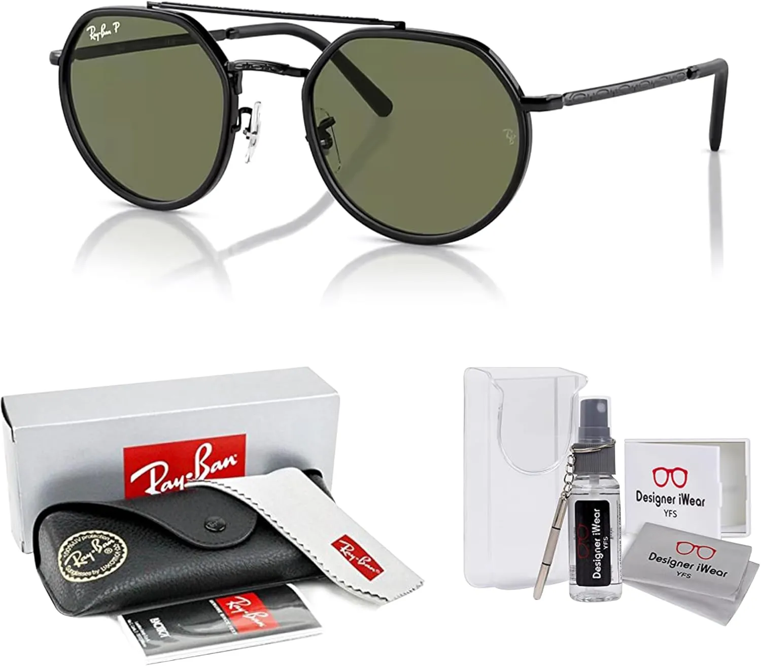 Ray-Ban RB3765 Rounded Hexagonal Sunglasses for Men for Women   BUNDLE With Designer iWear Complimentary Eyewear Kit