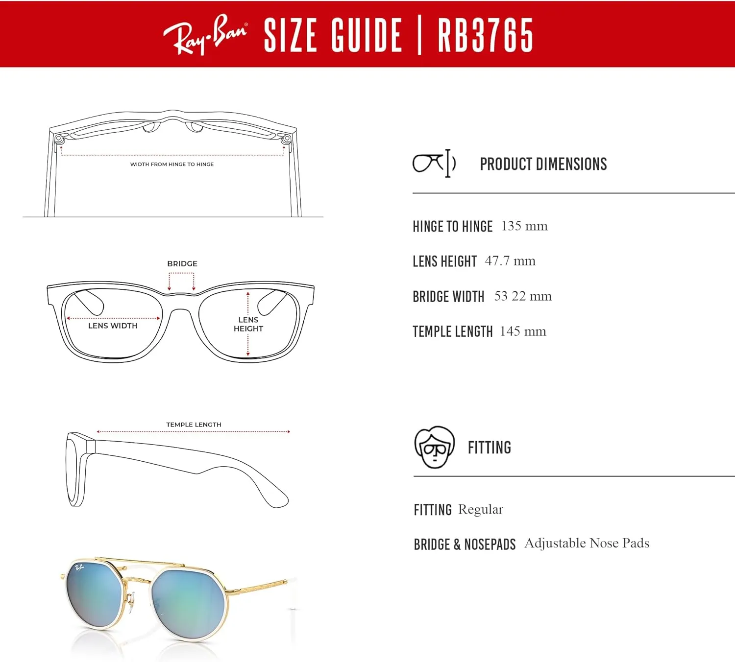Ray-Ban RB3765 Rounded Hexagonal Sunglasses for Men for Women   BUNDLE With Designer iWear Complimentary Eyewear Kit
