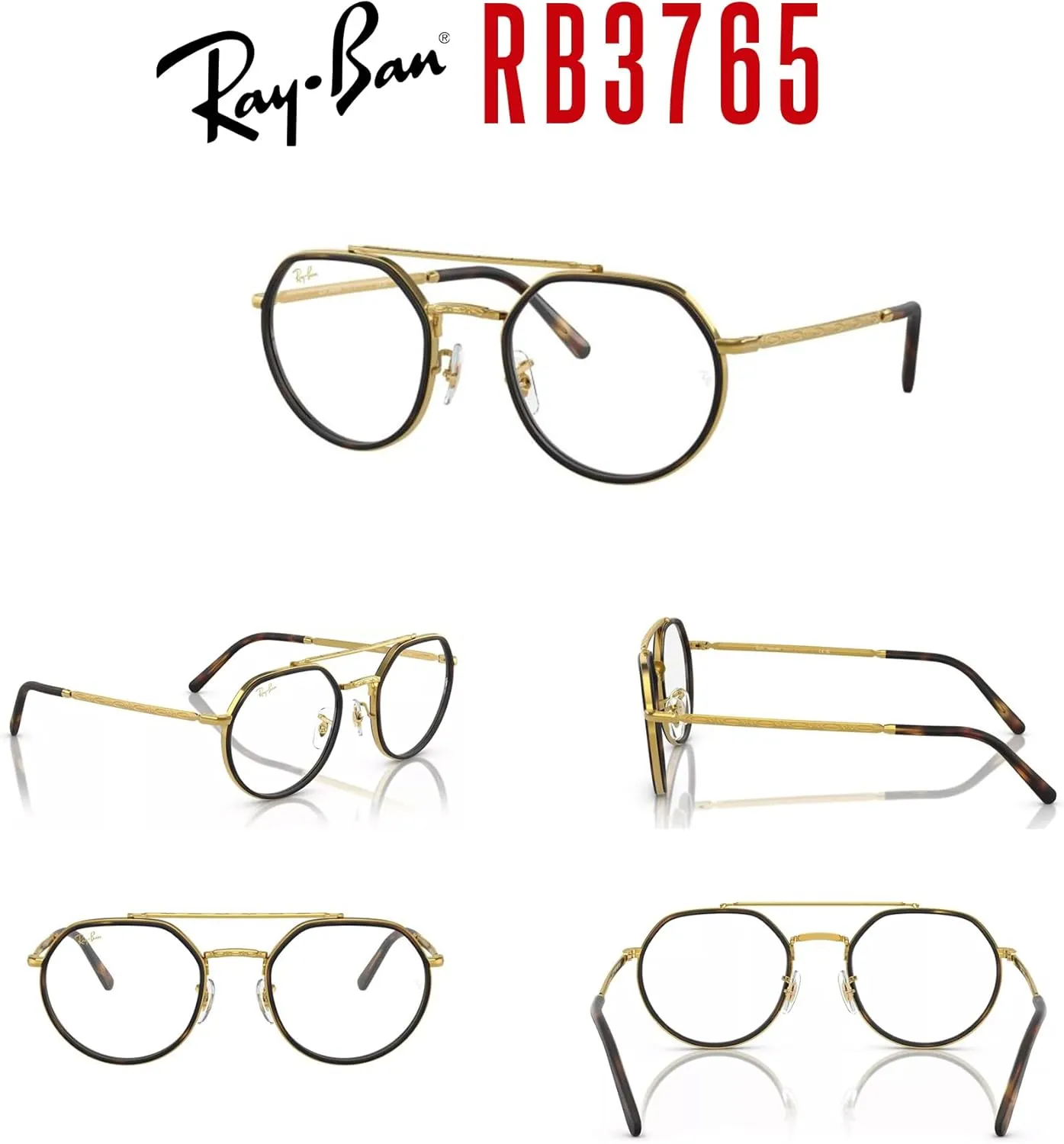 Ray-Ban RB3765 Rounded Hexagonal Sunglasses for Men for Women   BUNDLE With Designer iWear Complimentary Eyewear Kit
