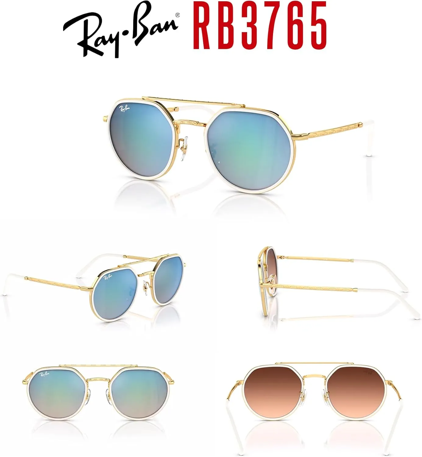 Ray-Ban RB3765 Rounded Hexagonal Sunglasses for Men for Women   BUNDLE With Designer iWear Complimentary Eyewear Kit
