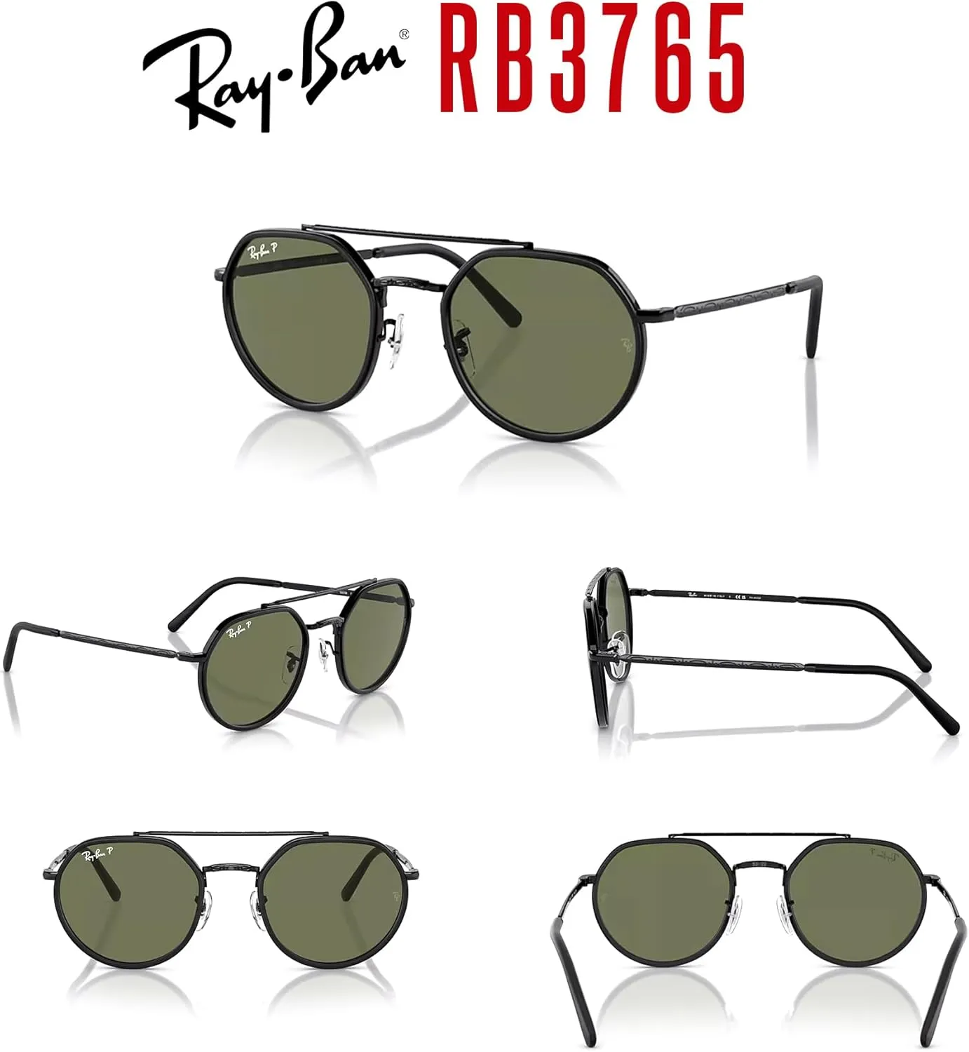 Ray-Ban RB3765 Rounded Hexagonal Sunglasses for Men for Women   BUNDLE With Designer iWear Complimentary Eyewear Kit