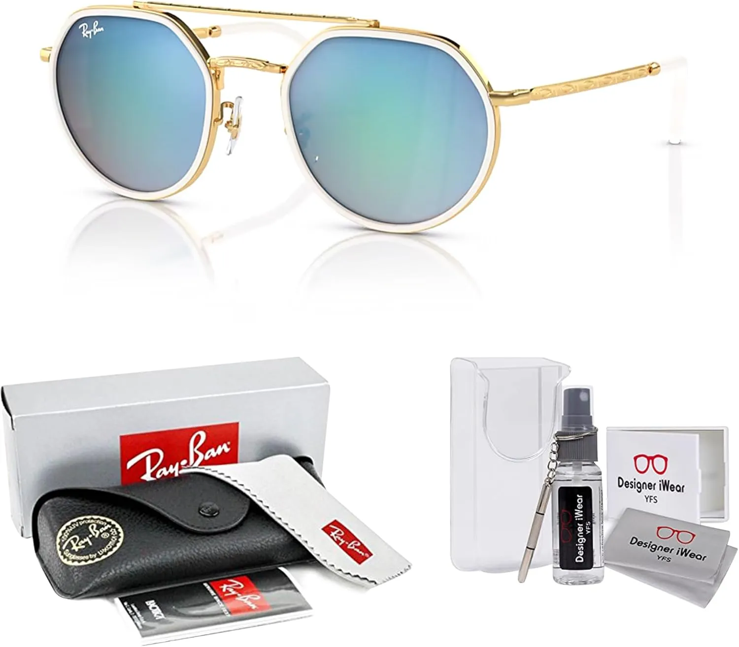 Ray-Ban RB3765 Rounded Hexagonal Sunglasses for Men for Women   BUNDLE With Designer iWear Complimentary Eyewear Kit