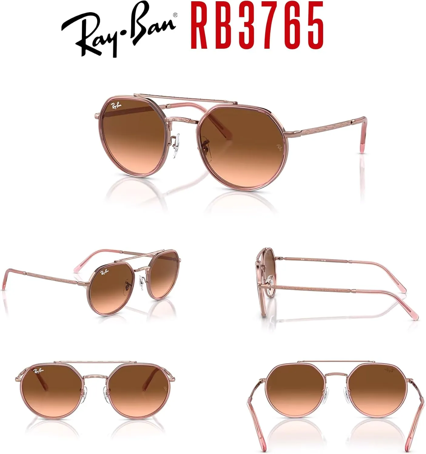 Ray-Ban RB3765 Rounded Hexagonal Sunglasses for Men for Women   BUNDLE With Designer iWear Complimentary Eyewear Kit