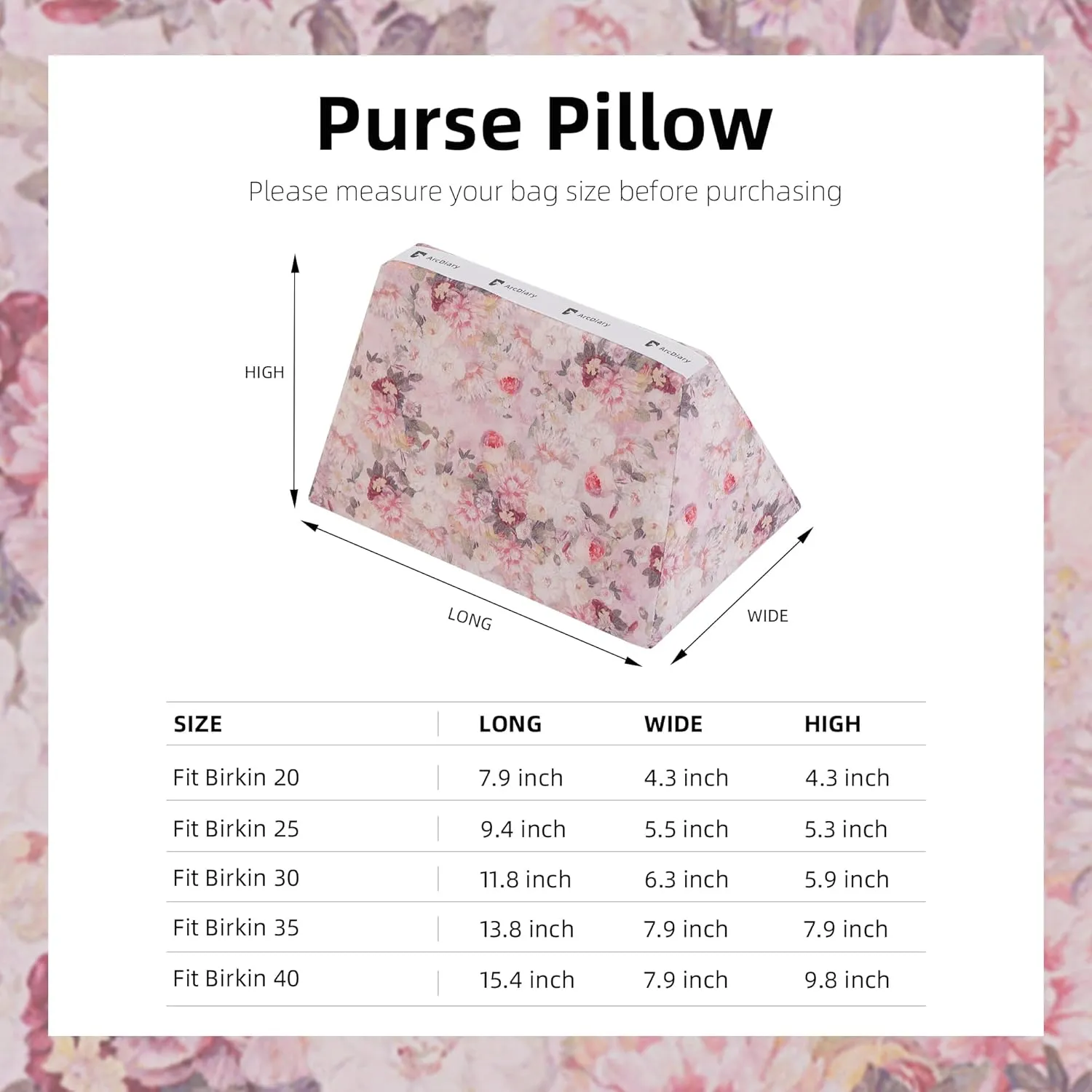 Rayon Purse Pillow Shaper Insert, unique pattern handbag shapers, Memory Foam, for Birkin 25/30/35/40 bags (BK30,Kaleidoscope)