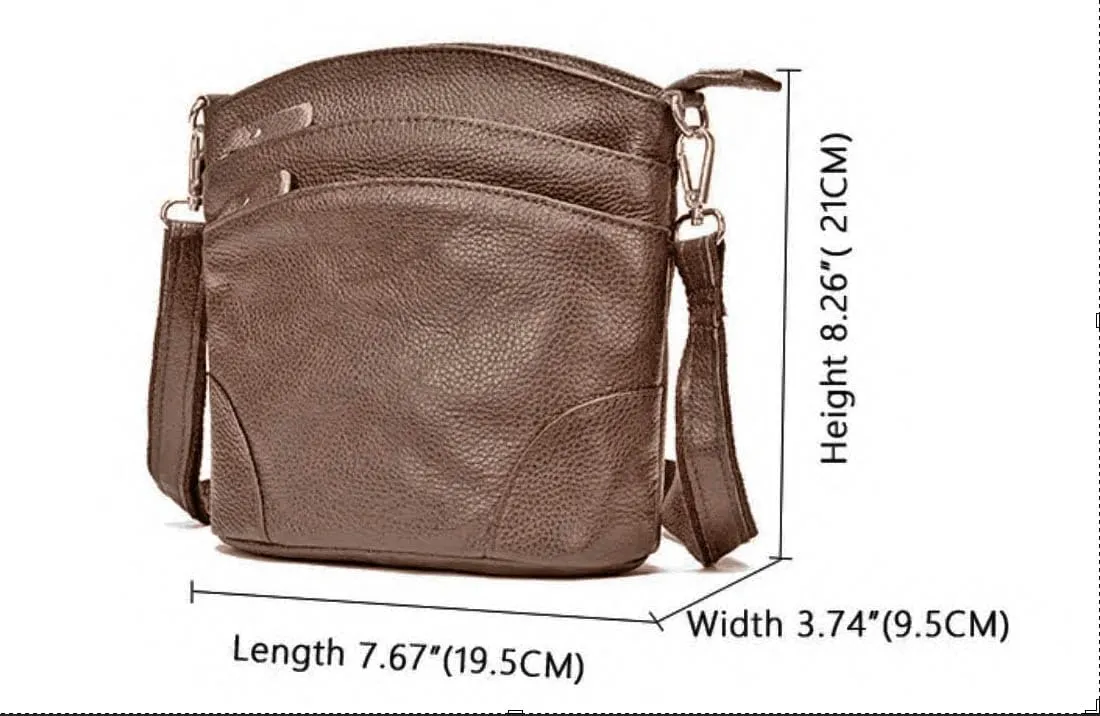 Real Leather Meduim size soft leather Crossbody Bag, Real Leather Purse with 3 component for easy access to your essentials
