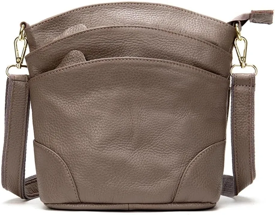 Real Leather Meduim size soft leather Crossbody Bag, Real Leather Purse with 3 component for easy access to your essentials