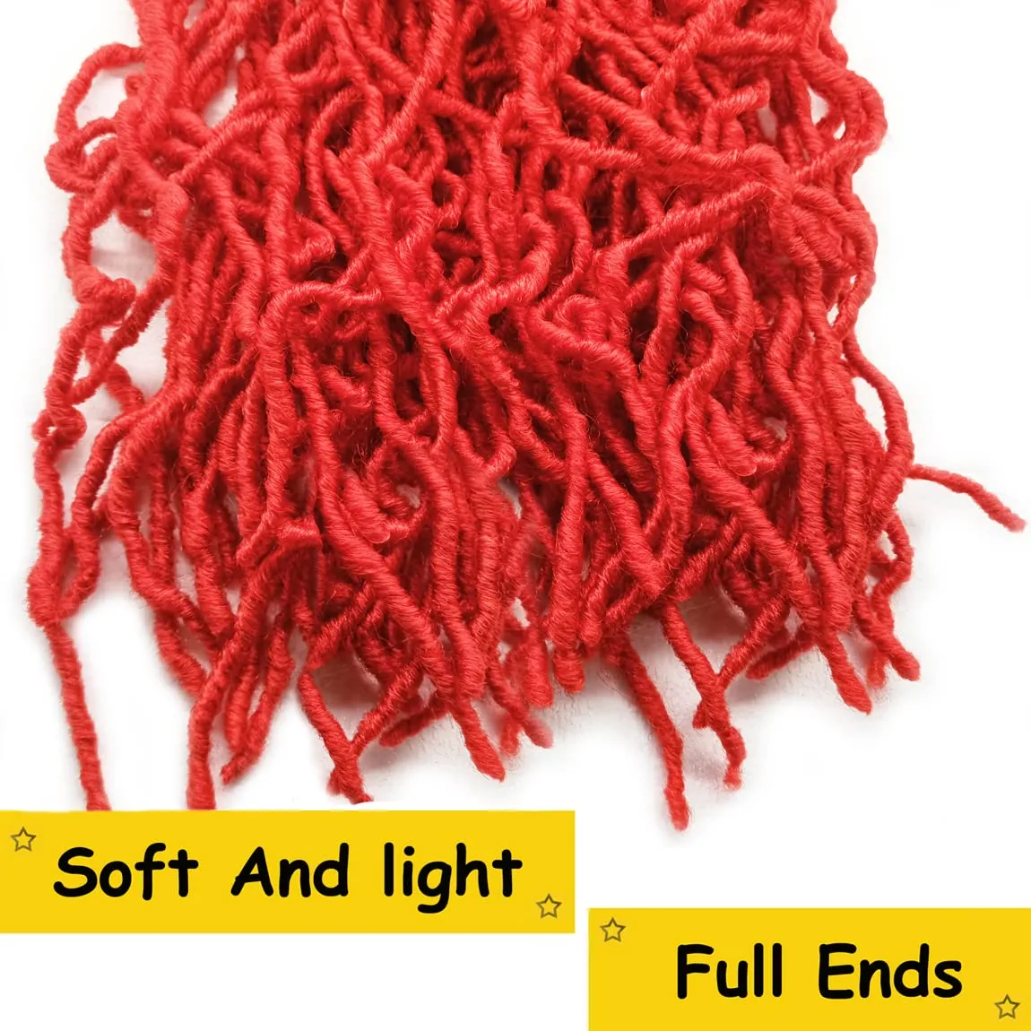 Red Faux Soft Locs 36 Inch 7 Packs Bright Red Color Crochet Locs Hair Whole Strand No Extended Pre-looped Long Locs Synthetic Crochet Braids Hair Extensions For Black Women (36inch, 7packs, Red)