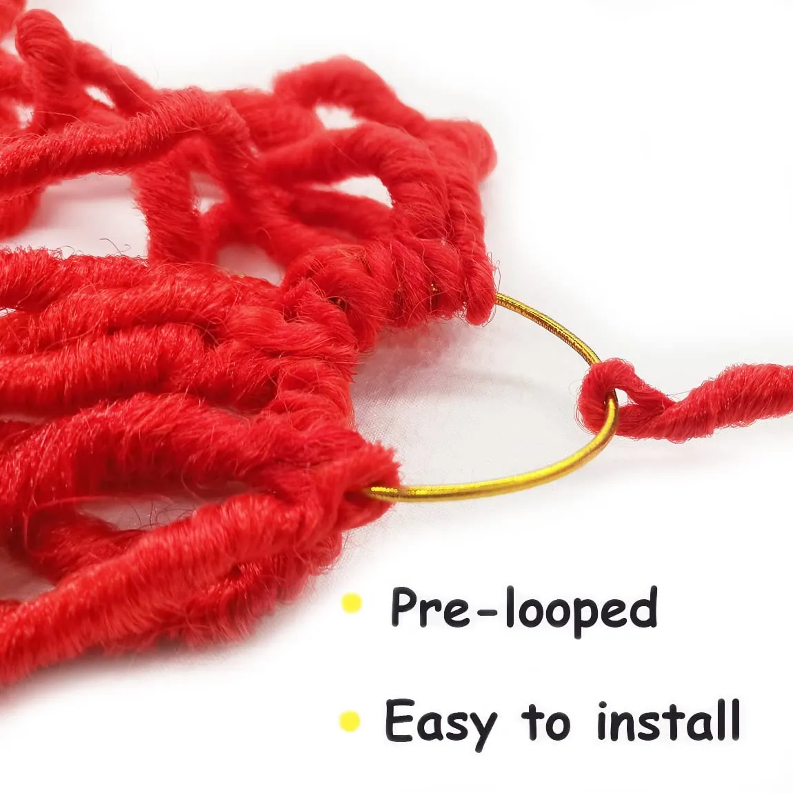 Red Faux Soft Locs 36 Inch 7 Packs Bright Red Color Crochet Locs Hair Whole Strand No Extended Pre-looped Long Locs Synthetic Crochet Braids Hair Extensions For Black Women (36inch, 7packs, Red)