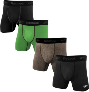 Reebok Men's Boxer Briefs - 4 Pack Sport Soft Performance Athletic Underwear Boxers for Men with Contour Pouch (Sizes: S-XL)
