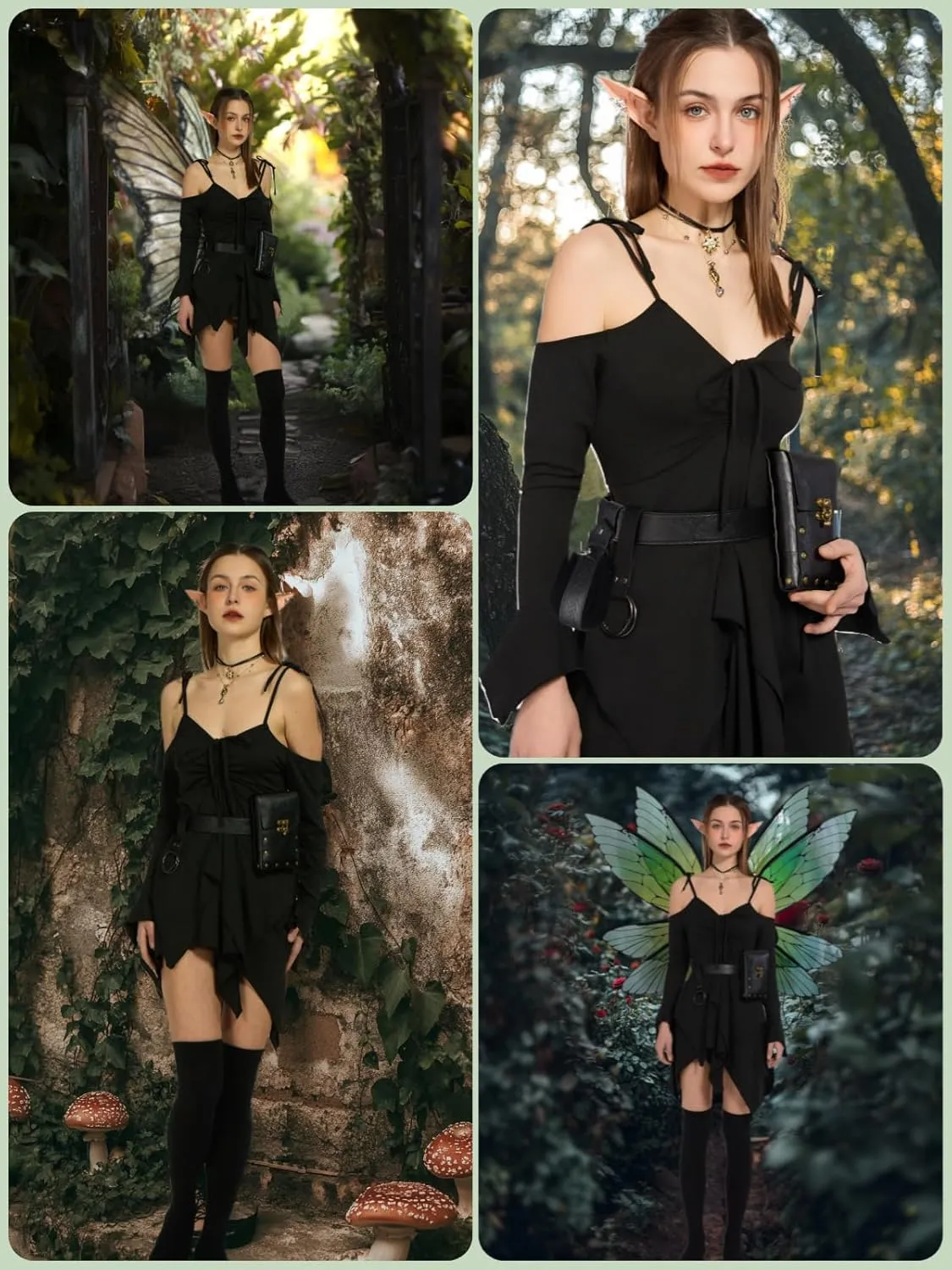 Renaissance Costume Women Fairy Steampunk Costume for Woman Medieval Dress with Belt Pouch Fanny Pack 5PCS