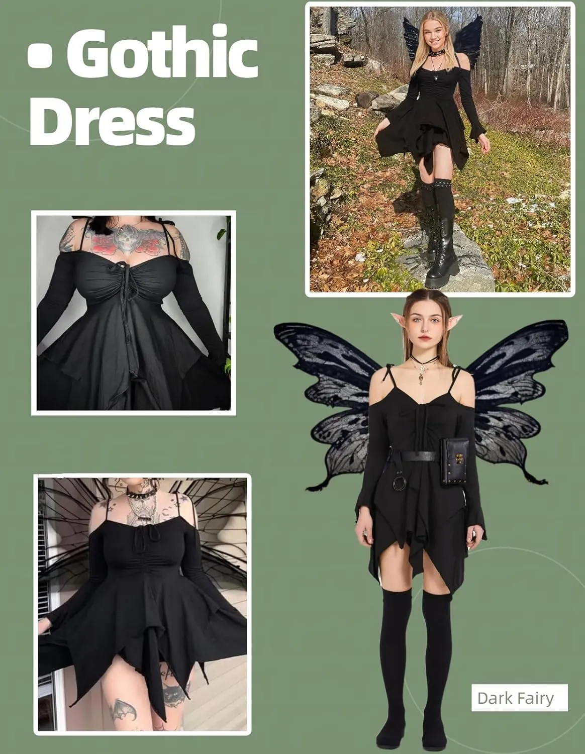 Renaissance Costume Women Fairy Steampunk Costume for Woman Medieval Dress with Belt Pouch Fanny Pack 5PCS