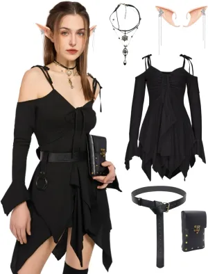 Renaissance Costume Women Fairy Steampunk Costume for Woman Medieval Dress with Belt Pouch Fanny Pack 5PCS
