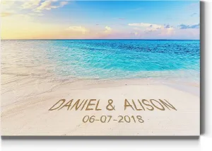 Renditions Gallery Beach Sunrise Personalized with Couple Names & Special Date Canvas Print, Romantic Anniversary or Wedding Gift Idea, Custom Wall Art for Brides & Grooms, 8x12 Inches