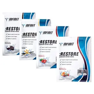 Restore Hydration Powder by Infinit Wellness | Electrolyte Drink Mix | Low Flavor Oral IV for Weight and Muscle Maintenance | 4 Double-Serve Packets | Taster's Variety Pack