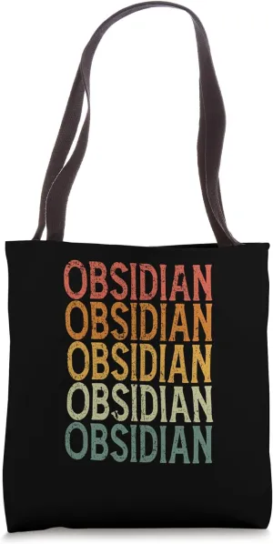 Retro Custom First Name Obsidian Tote Bag