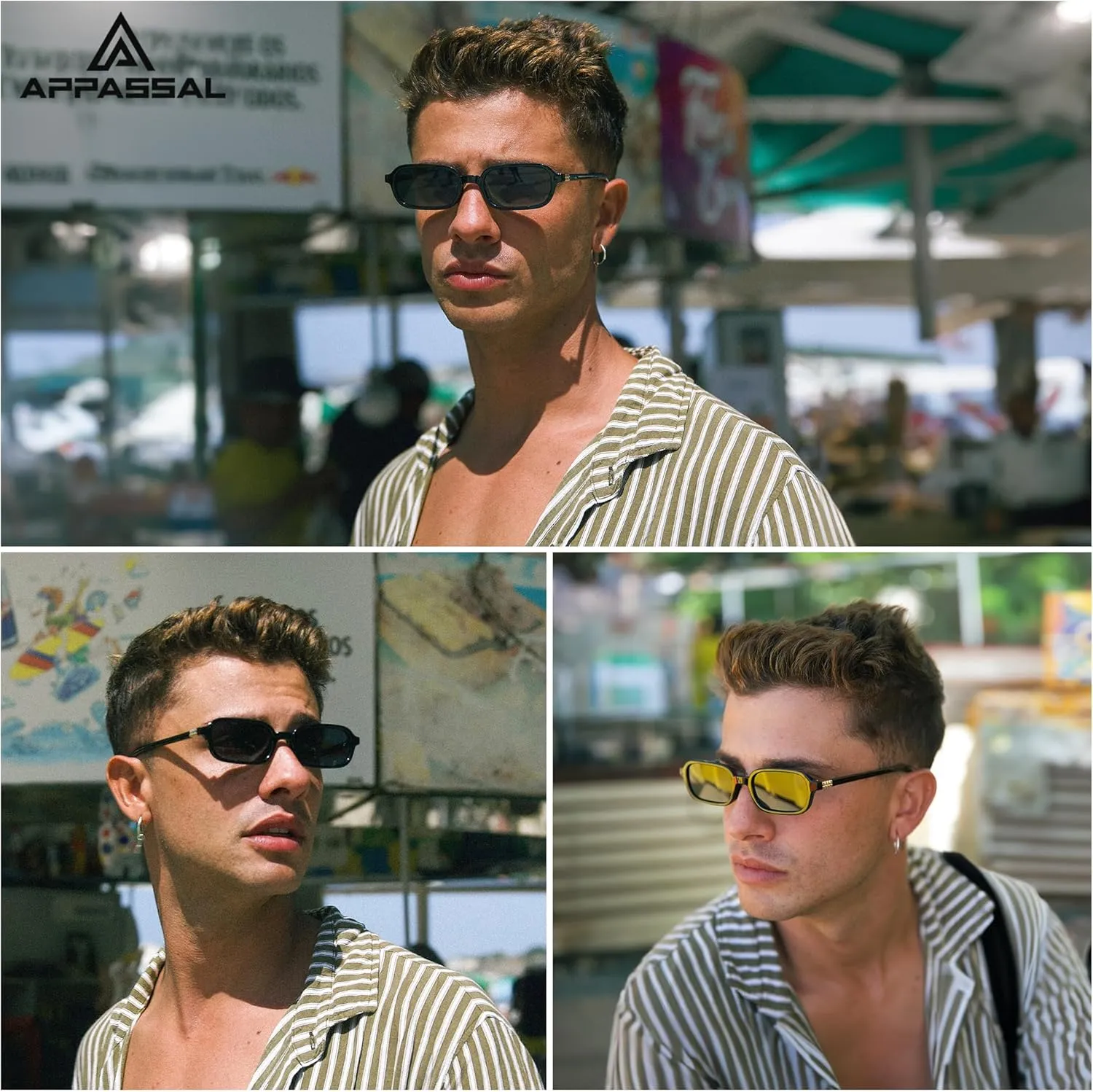 Retro Rectangular Sunglasses for Women Vintage Fashion Trendy Funny Small 90s Square Sunnies 2025 AP3698