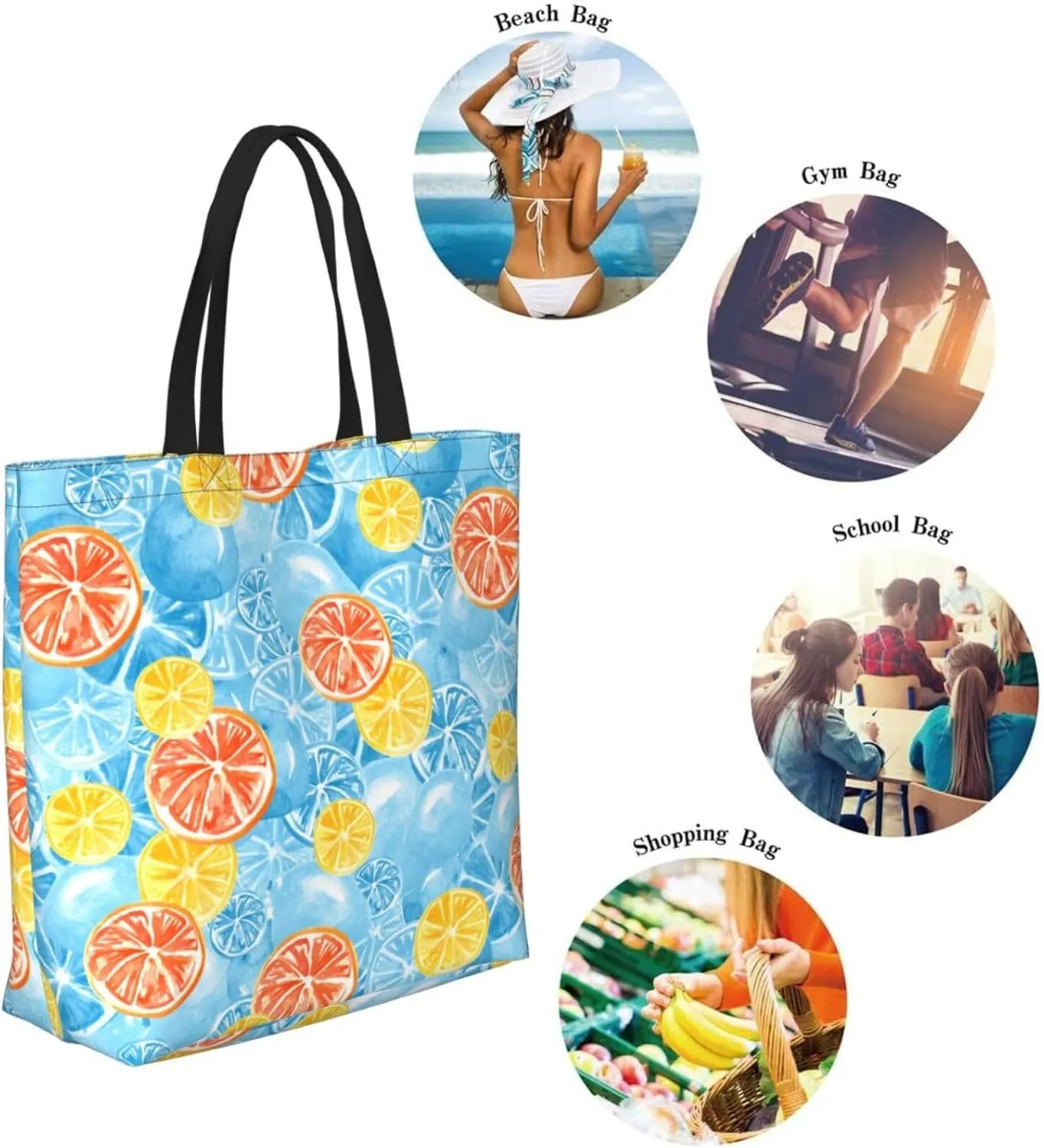 Reusable Grocery bags Big Capacity Shopping Bag Canvas Shoulder Tote Handbag for Women Girls