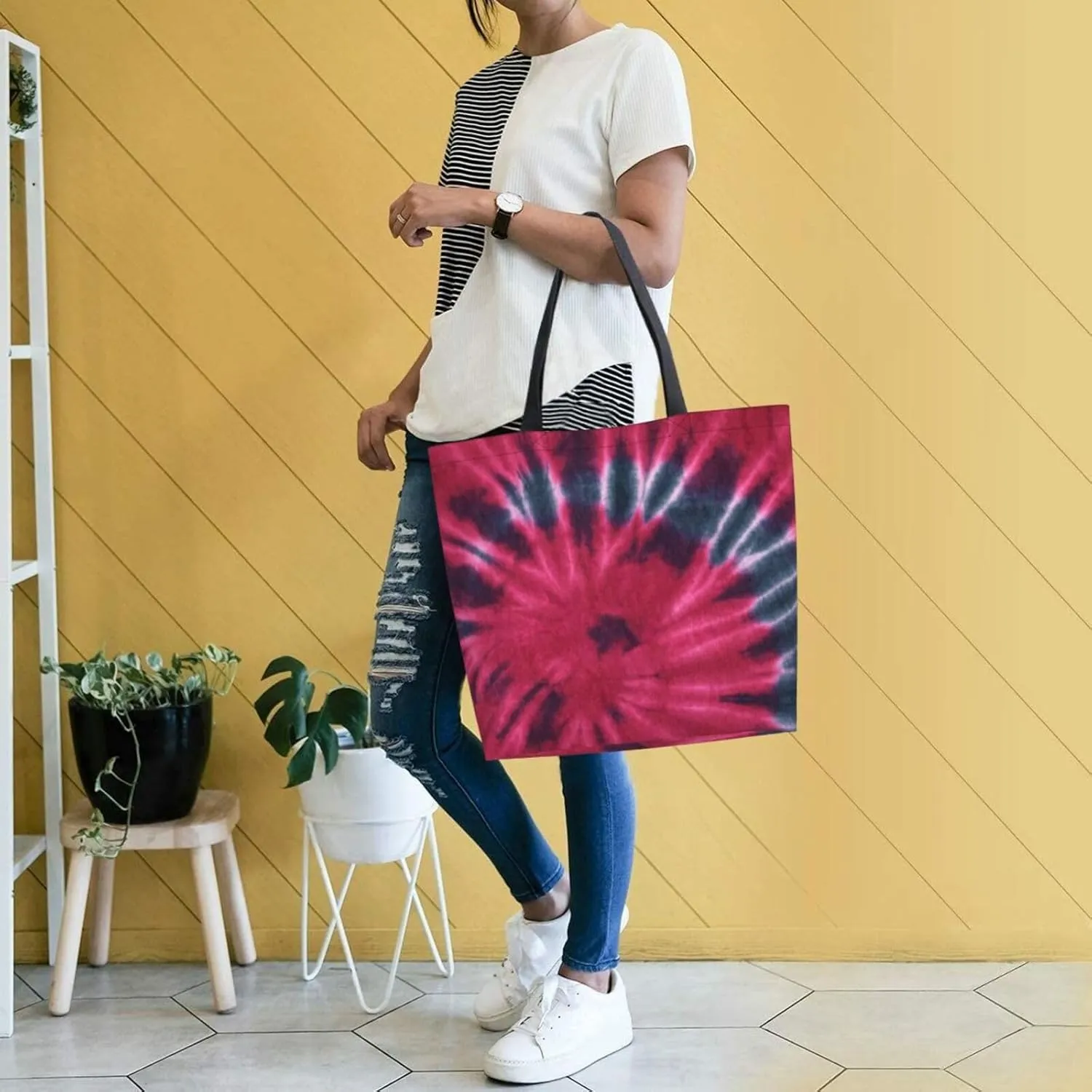 Reusable Grocery bags Big Capacity Shopping Bag Canvas Shoulder Tote Handbag for Women Girls