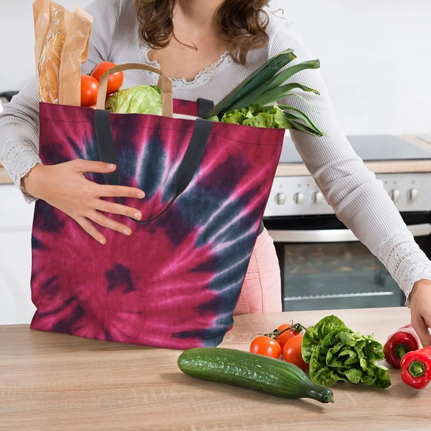 Reusable Grocery bags Big Capacity Shopping Bag Canvas Shoulder Tote Handbag for Women Girls