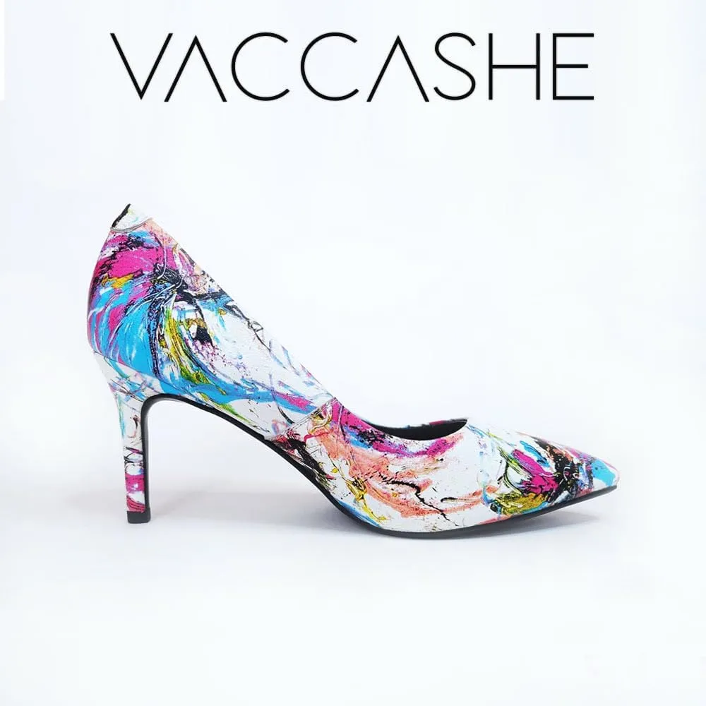 Rio Artistic Unique Paint Genuine Leather Stiletto Heel Dress Pump Shoes