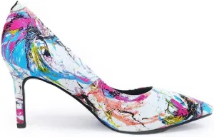 Rio Artistic Unique Paint Genuine Leather Stiletto Heel Dress Pump Shoes