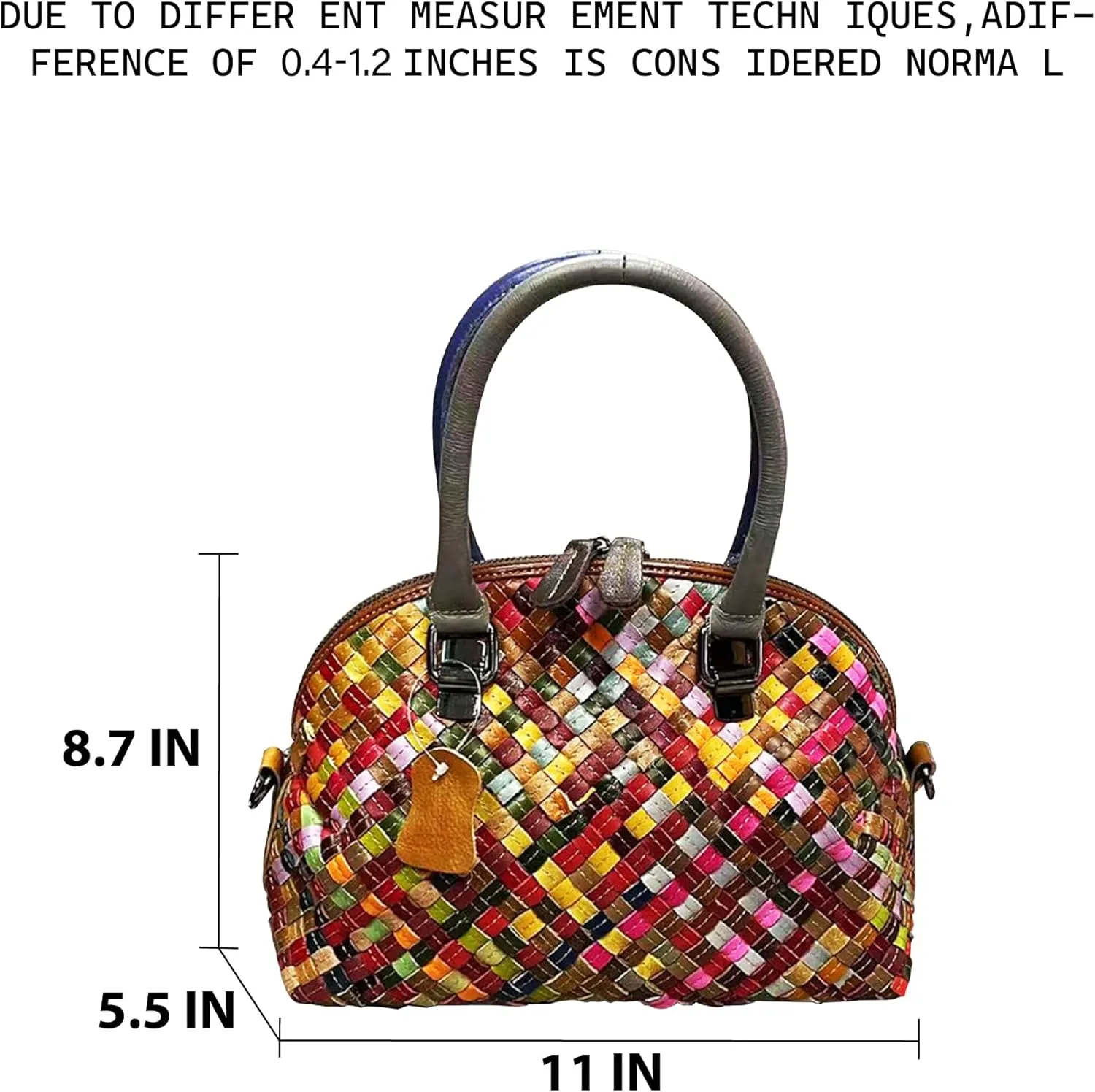 Riutiru Women's Mosaic Style Genuine Leather Handwoven Unique Style Diagonal Shoulder Handbag