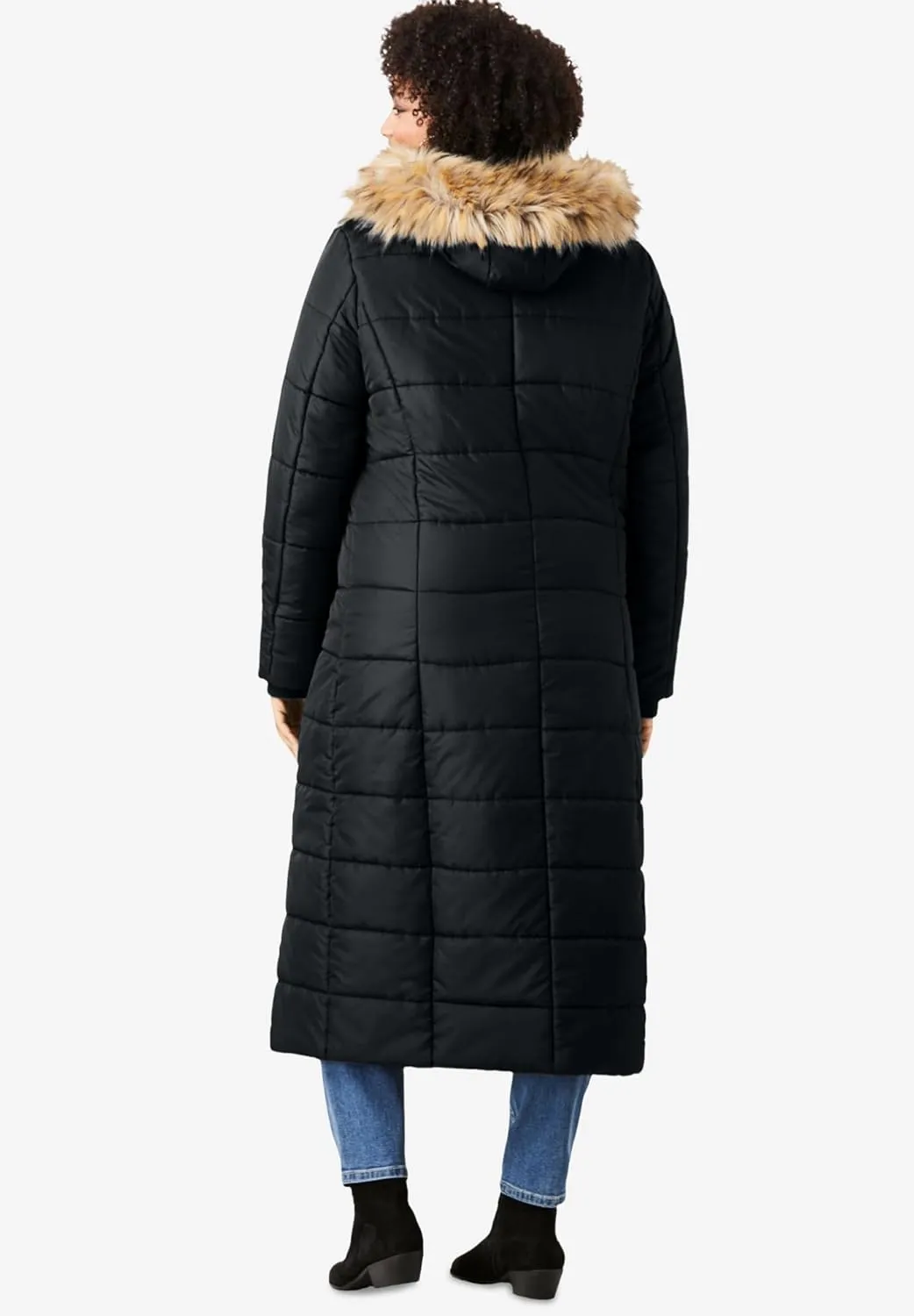 Roaman's Women's Plus Size Maxi Length Quilted Puffer Jacket