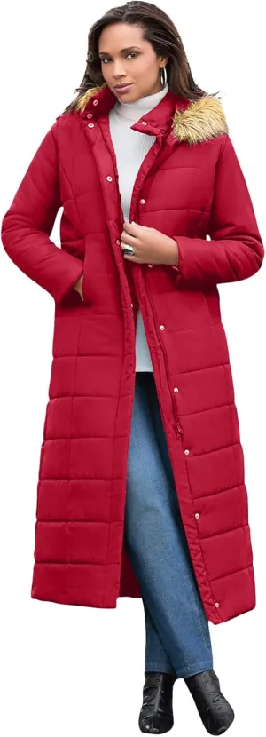 Roaman's Women's Plus Size Maxi Length Quilted Puffer Jacket
