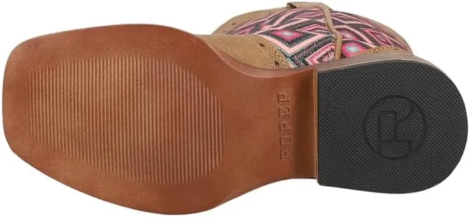 ROPER Kids Girls Glitter Geo Square Toe Casual Boots Mid Calf - Beige