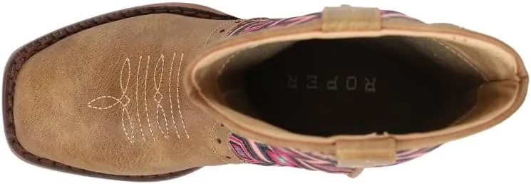 ROPER Kids Girls Glitter Geo Square Toe Casual Boots Mid Calf - Beige