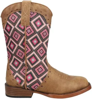 ROPER Kids Girls Glitter Geo Square Toe Casual Boots Mid Calf - Beige