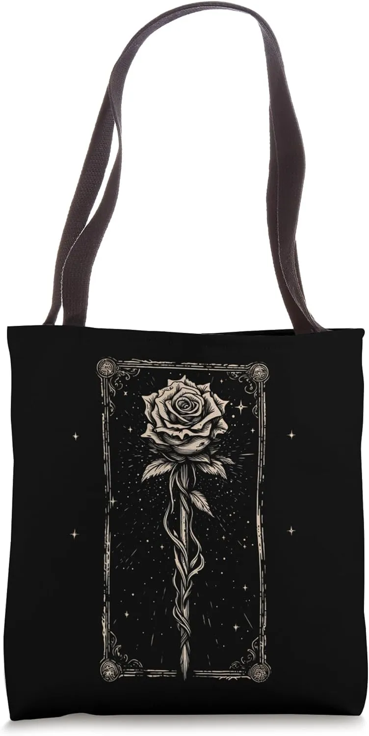 Rose Magic Wand Tarot Card Halloween Custom Graphic Tote Bag