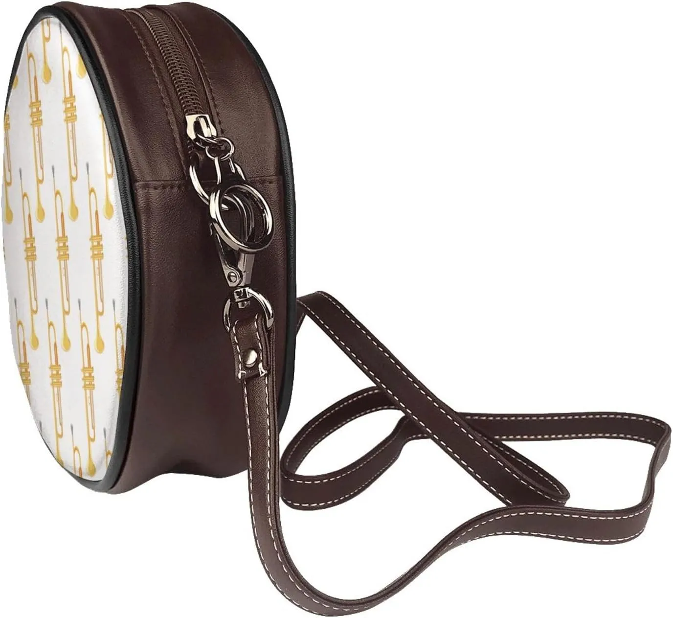 Round Faux Leather Crossbody Shoulder Sling Bag for Women