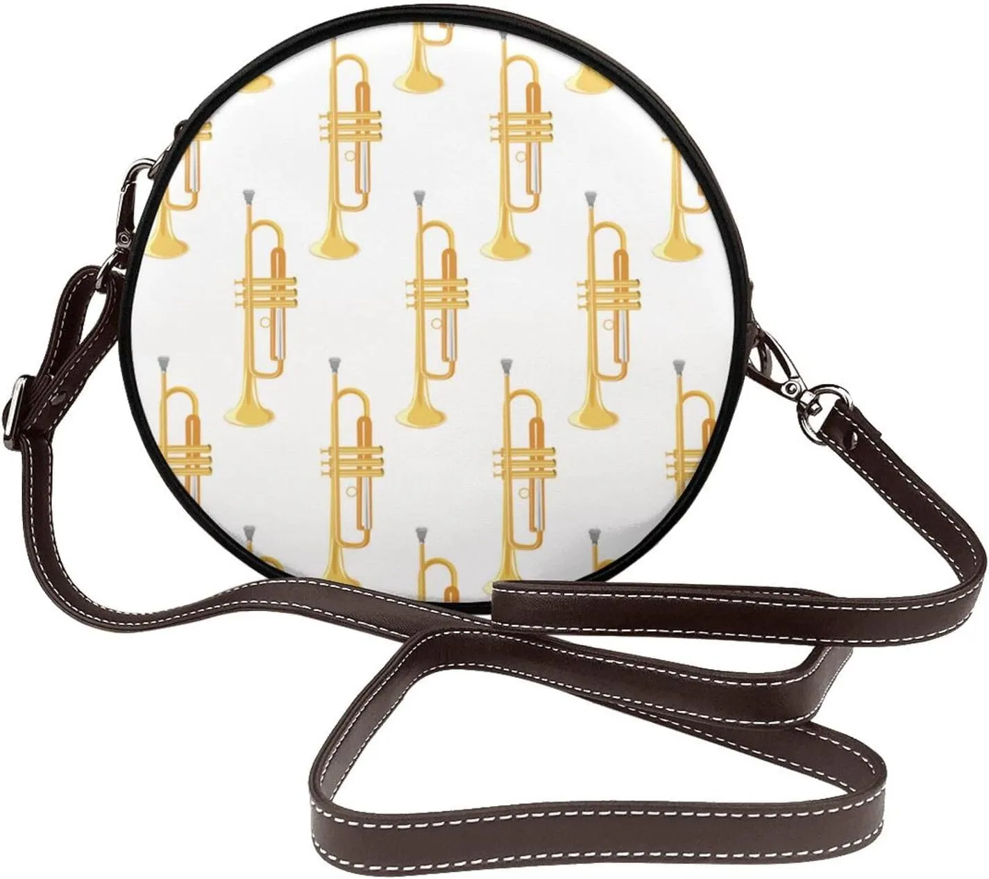 Round Faux Leather Crossbody Shoulder Sling Bag for Women