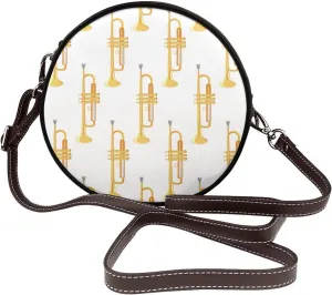 Round Faux Leather Crossbody Shoulder Sling Bag for Women