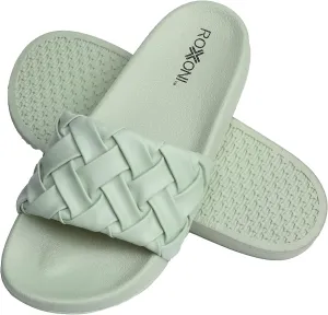 Roxoni Faux Leather Slides – Trendy Slides for Women – Superior Comfort & Unmatched Luxury – Stylish Braided Strap Pattern – Durable Faux Leather – Classic Colors