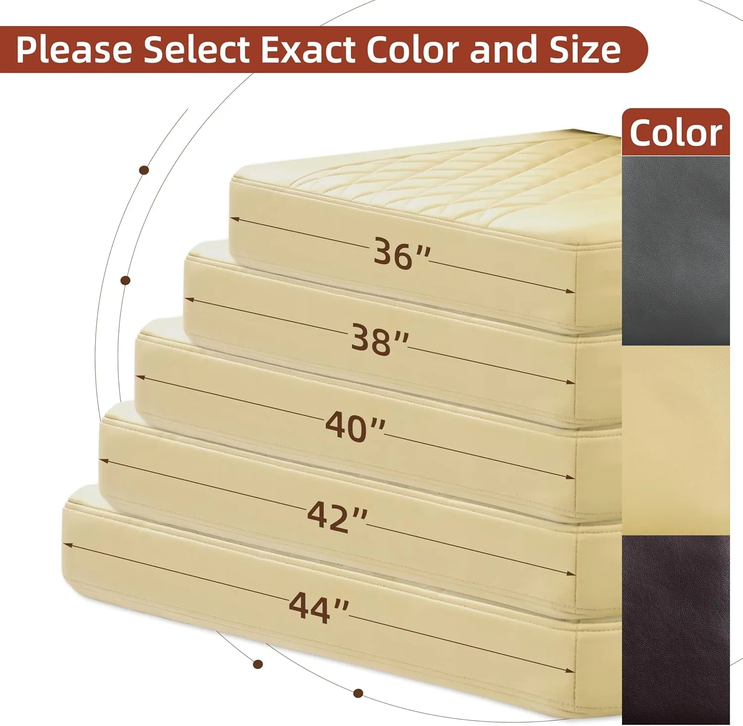 RV Dinette Cushions,2 Sets of PU Leather Replacement Camper Cushions Includes 2 Booth Seats and 2 Backrests for RV,Camper,Trailer Bed (Beige,38")