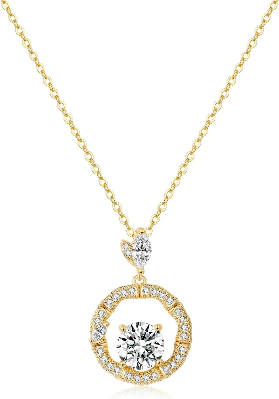 S925 Sterling Silver Women Choker Necklaces 18k Gold Plated Circle Pendant Necklace with Cubic Zirconia, Elegant Jewelry Gift for Girlfriend, Wife, Birthday, Christmas, Mother’s Day, Weddings