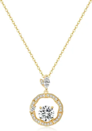 S925 Sterling Silver Women Choker Necklaces 18k Gold Plated Circle Pendant Necklace with Cubic Zirconia, Elegant Jewelry Gift for Girlfriend, Wife, Birthday, Christmas, Mother’s Day, Weddings