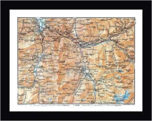 Salux Region Switzerland - Baedeker 1921 by Baedeker - 19" x 24" Framed Canvas Art Print - Black Frame - Ready to Hang