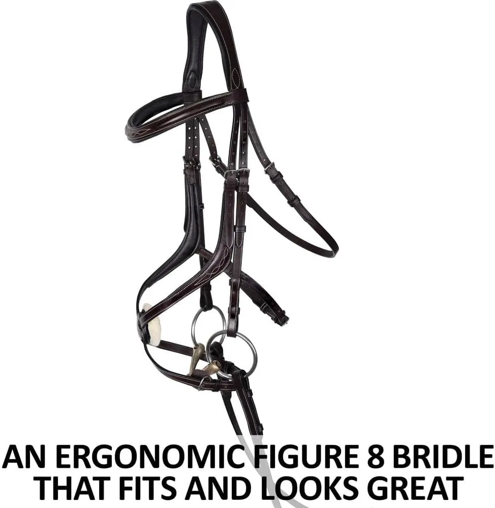 Schneiders Ergonomic Monocrown Figure 8 Bridle with Removable Fleece for Horses | Versatile Comfort & Style | European Leather