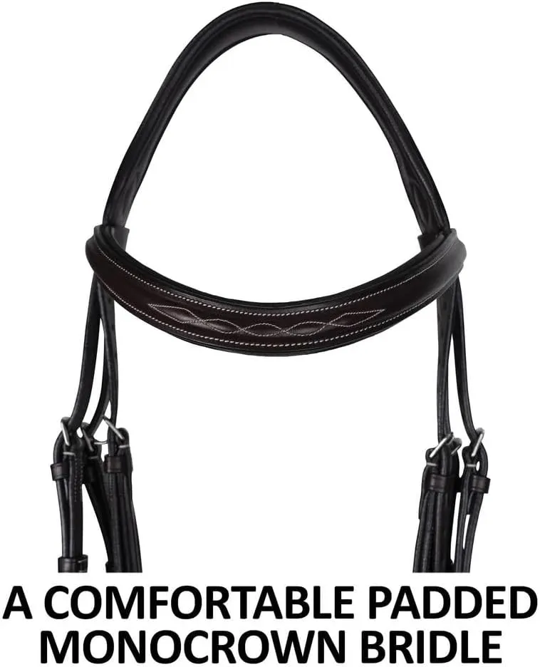 Schneiders Ergonomic Monocrown Figure 8 Bridle with Removable Fleece for Horses | Versatile Comfort & Style | European Leather