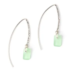 Sea Glass Sweep Earrings (Seafoam) - Sterling Drop Earrings by EcoSeaCo, using recycled and sustainable material. Handmade in the USA