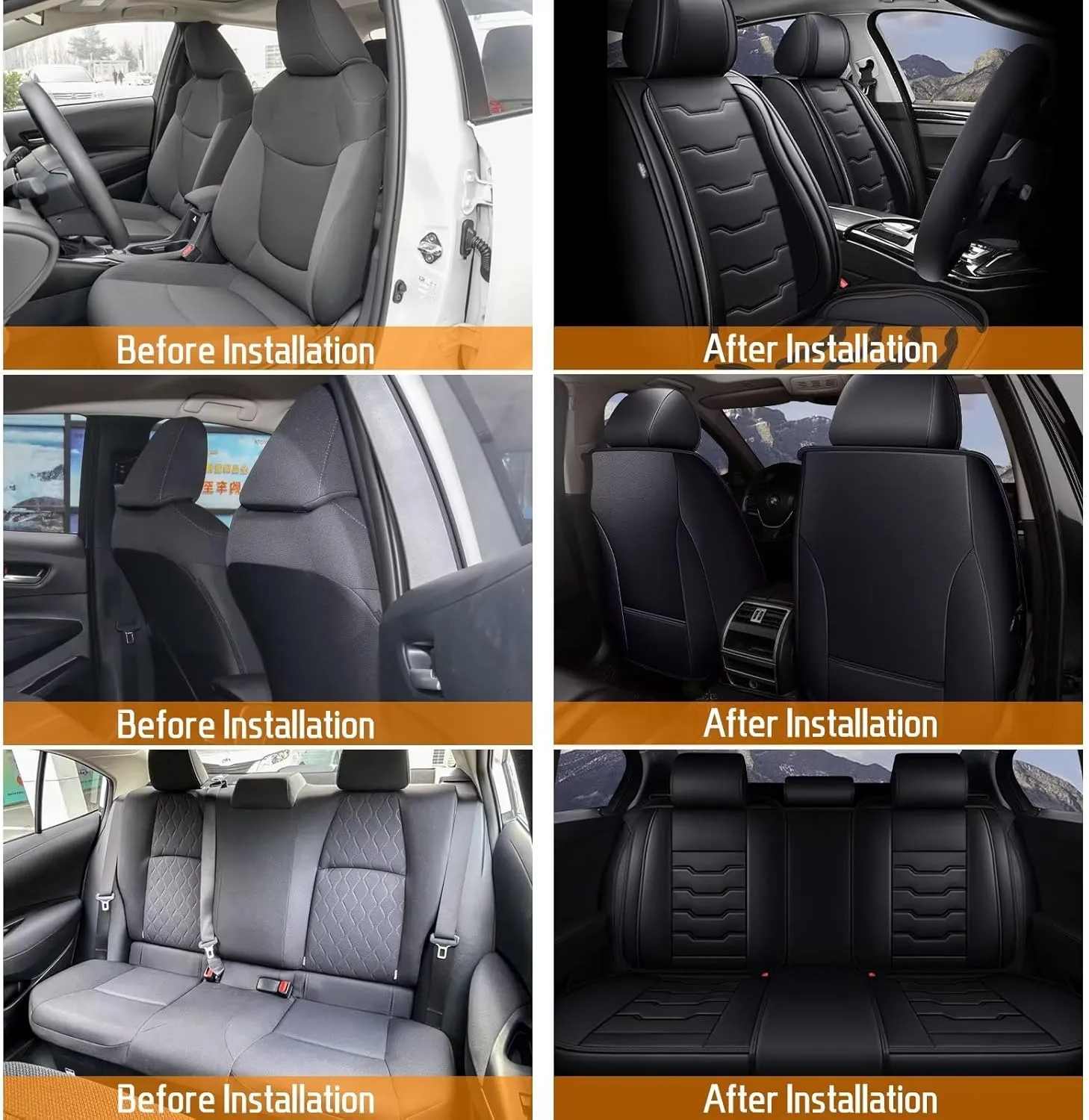 Seat Covers Fit for Ford Edge 2007-2023 2024 2025: Full Set Leather Car Seat Covers Waterproof Automotive Seat Cushions Covers (2 Row 5 Seats, Black)