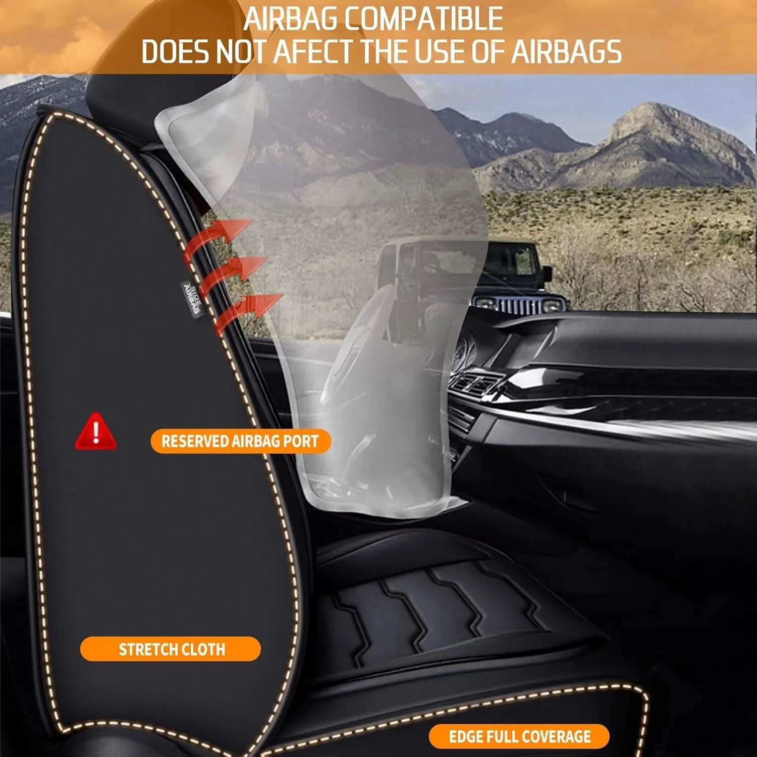 Seat Covers Fit for Ford Edge 2007-2023 2024 2025: Full Set Leather Car Seat Covers Waterproof Automotive Seat Cushions Covers (2 Row 5 Seats, Black)
