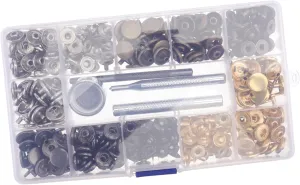 SEWACC 1 Set Crafted Button Alloy Snap Fastener Kit for DIY Clothing Bags Accessories Includes Hand Tools Snaps with Convenient Storage Box