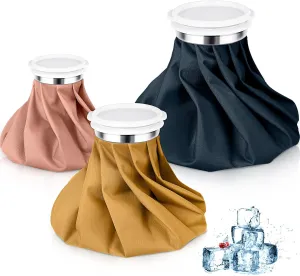 Shihanee 3 Pcs Ice Pack for Injuries, Reusable Hot Water Bag with Screw Top, Hot Cold for Sports Knee Head Leg Shoulder Back Injury, 6 Inch 9 Inch 10 Inch(Multicolor,Morandi Style)